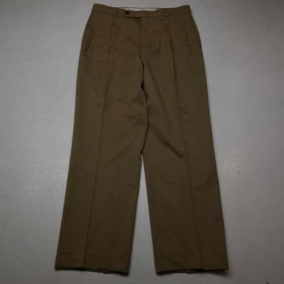 Nautica Other - Nautica 33x30 Khaki 100% Wool Pleated Cuffed Baggy High Waist Mens Pants